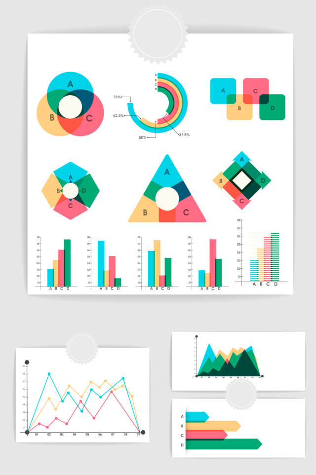14款矢量ppt数据统计图表