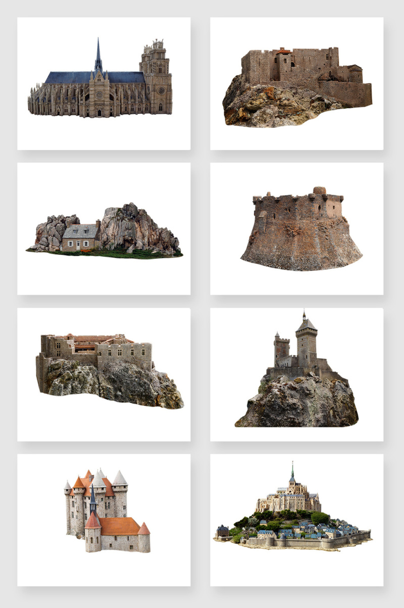 高清免抠岩石建筑城堡