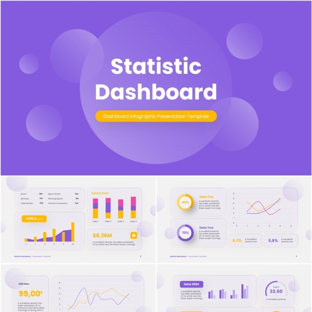 统计数据仪表盘PPT信息图模板Statistic Dashboard