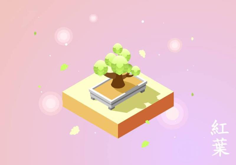 等距日本枫树盆景 矢量