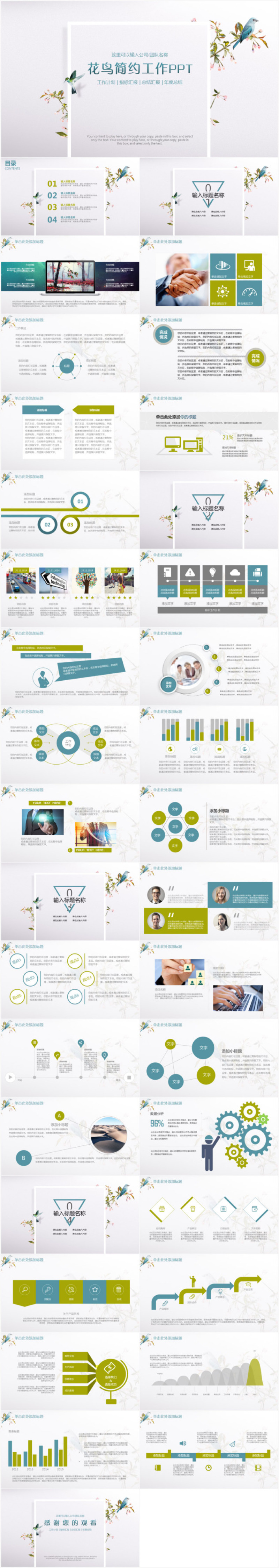 花鸟简约工作汇报ppt模版