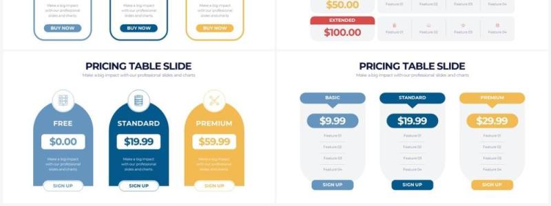 浅色系价格表定价策略PPT信息图形素材Pricing Table Powerpoint Infographics