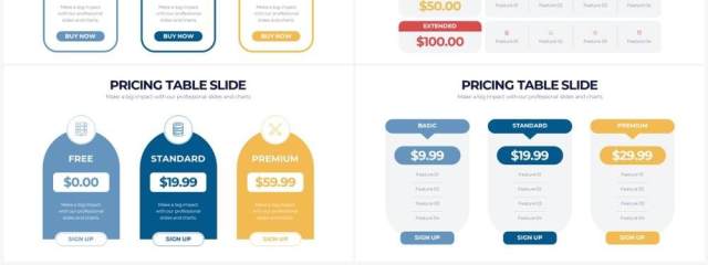 浅色系价格表定价策略PPT信息图形素材Pricing Table Powerpoint Infographics