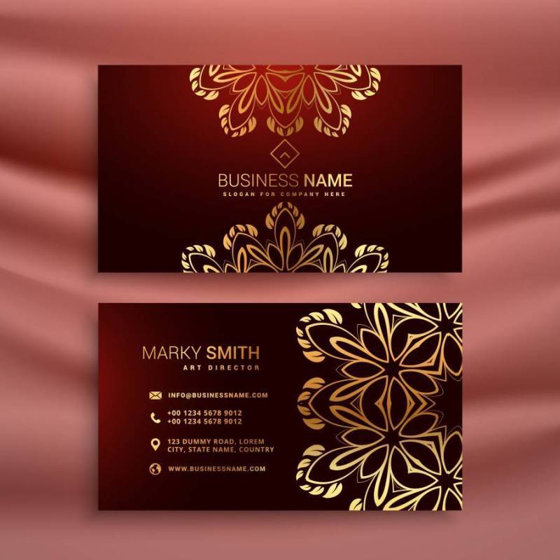 金色花卉豪华名片模板