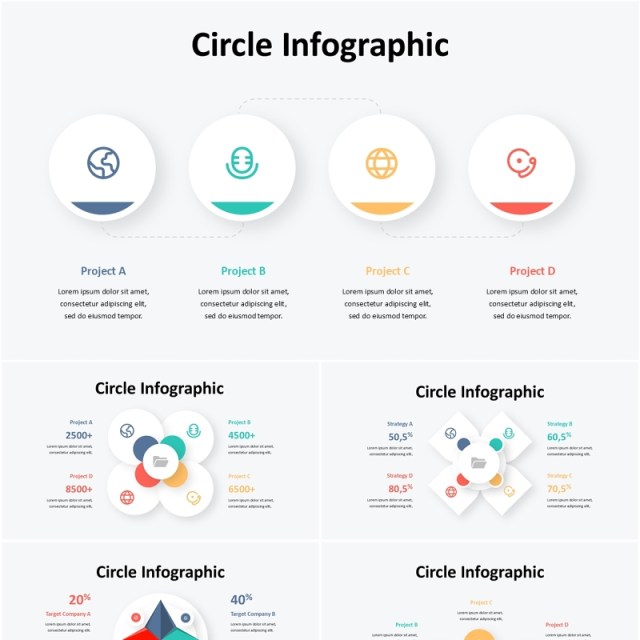 立体圆形信息图表PPT模板Circle Infographic - Presentation Template