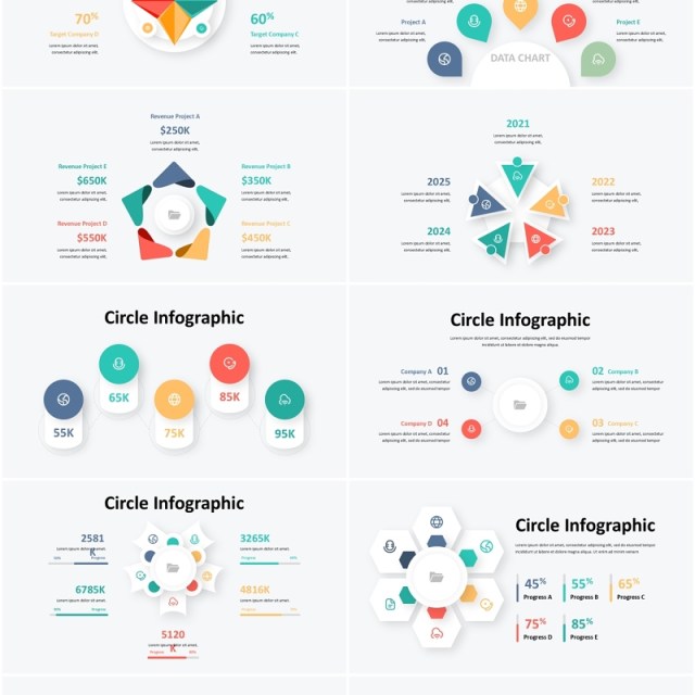 立体圆形信息图表PPT模板Circle Infographic - Presentation Template