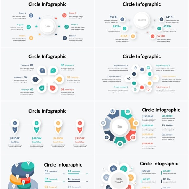 立体圆形信息图表PPT模板Circle Infographic - Presentation Template