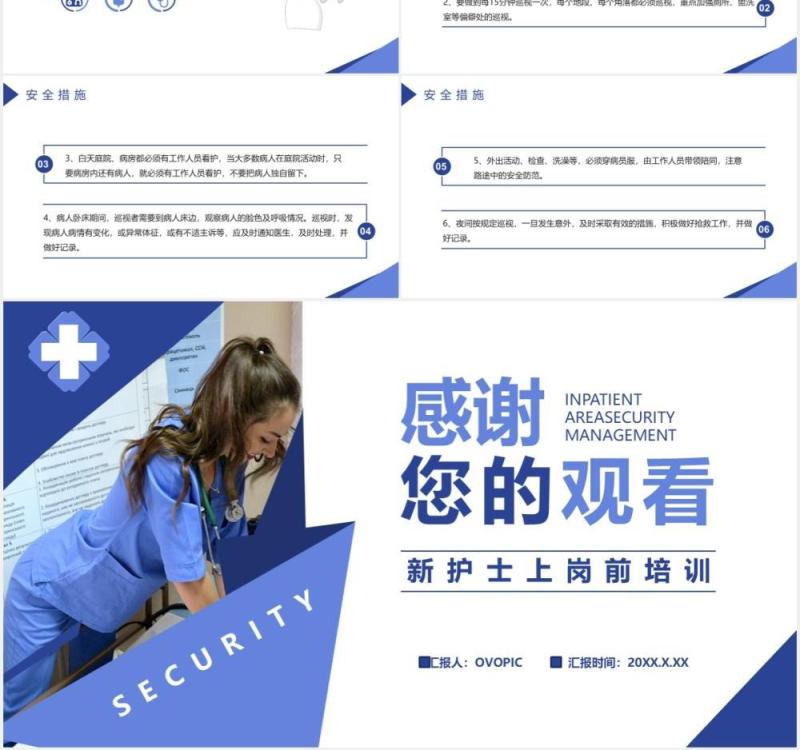 商务风病区安全管理新护士上岗前培训通用PPT模板