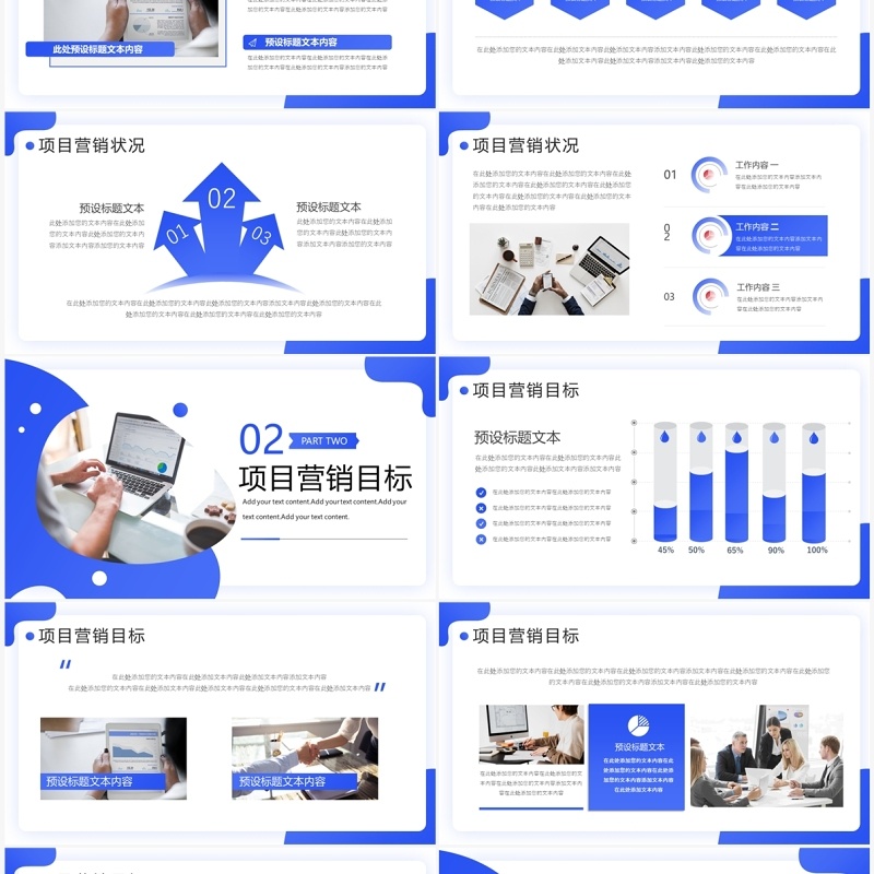 蓝色商务风市场项目营销方案PPT模板