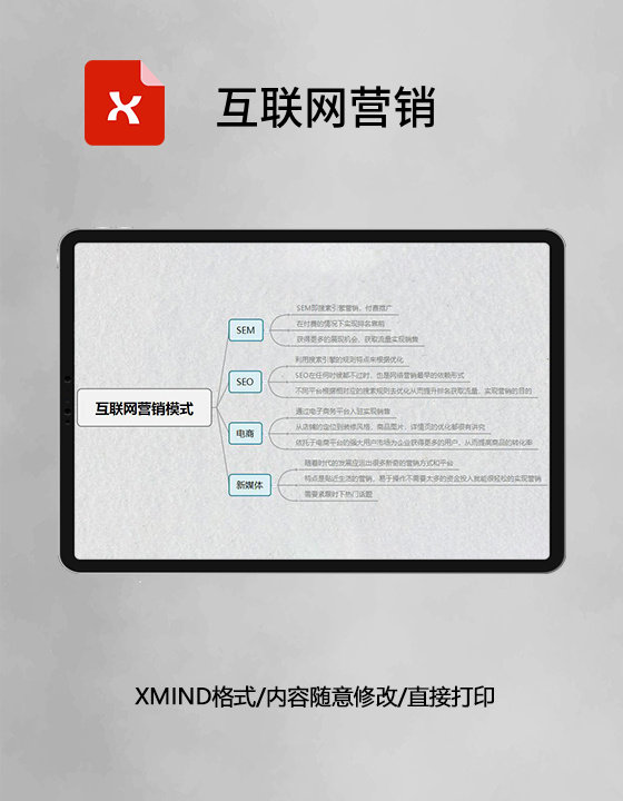 思维导图简洁互联网营销XMind模板