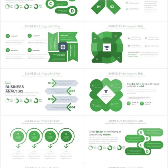 11套色系商业模式信息图表PPT素材BUSINESS V.3 - PowerPoint Infographics