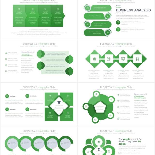 11套色系商业模式信息图表PPT素材BUSINESS V.3 - PowerPoint Infographics