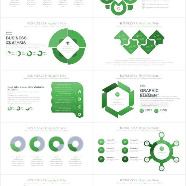 11套色系商业模式信息图表PPT素材BUSINESS V.3 - PowerPoint Infographics