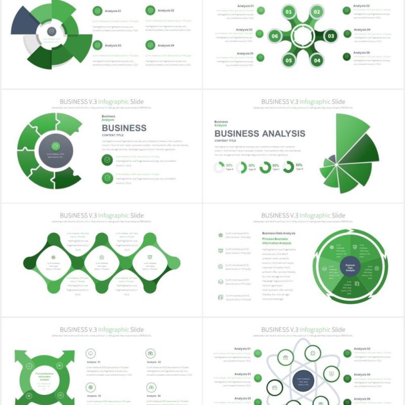 11套色系商业模式信息图表PPT素材BUSINESS V.3 - PowerPoint Infographics