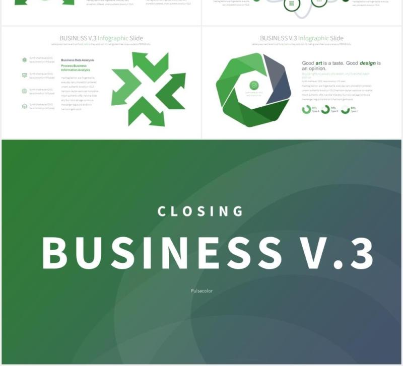 11套色系商业模式信息图表PPT素材BUSINESS V.3 - PowerPoint Infographics