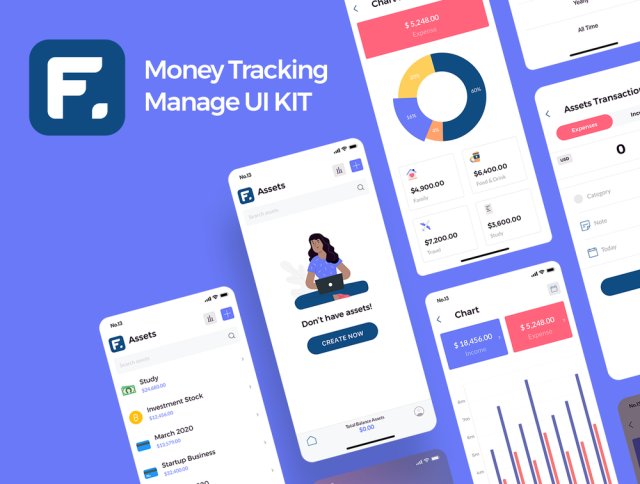 移动应用专为管理个人财务，Finany  - 现金流量管理器UI KIT