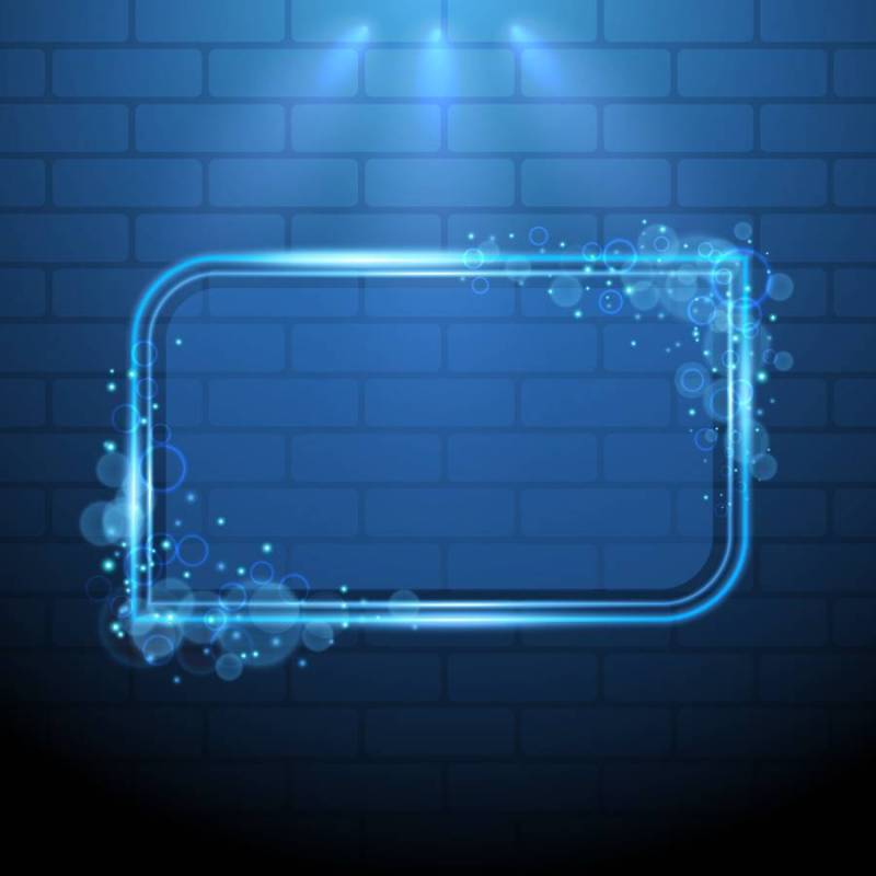 闪亮的蓝色霓虹灯光框设计元素