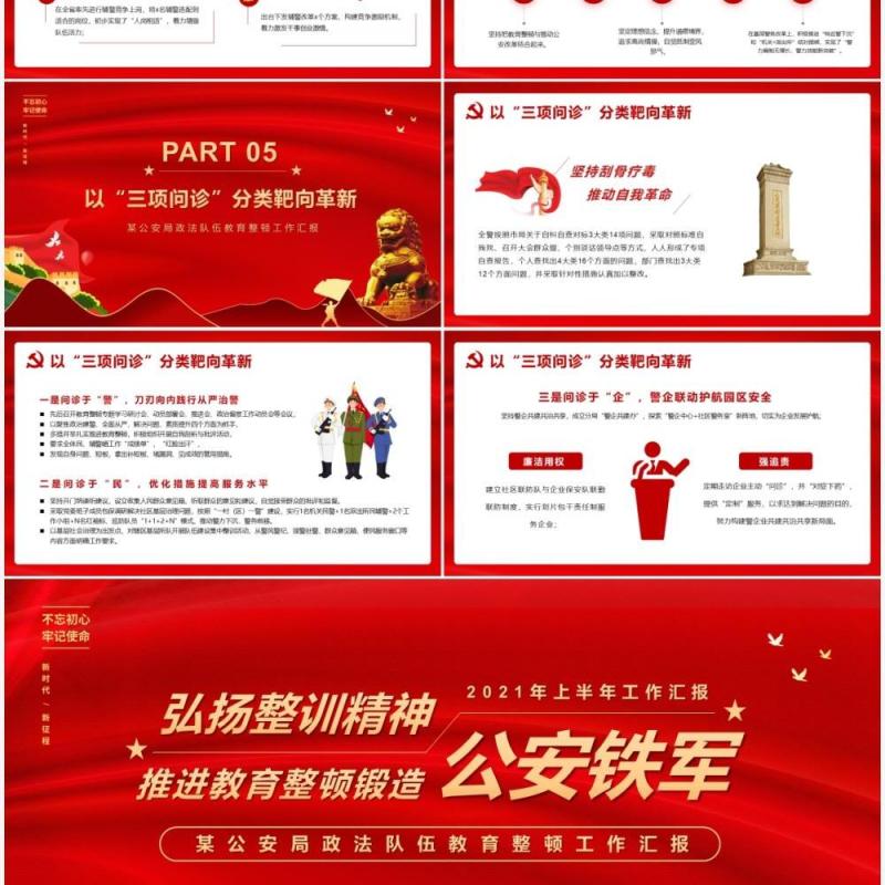 红色党政风政法队伍教育整顿工作汇报PPT模版