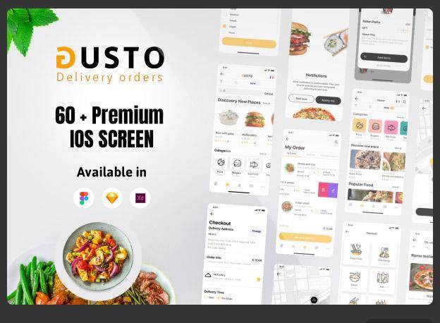 美食IOS用户UI界面模板素材Gusto IOS UI Kit