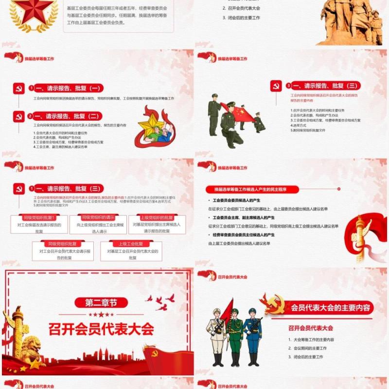 红色简约2021工会换届选举流程PPT模板