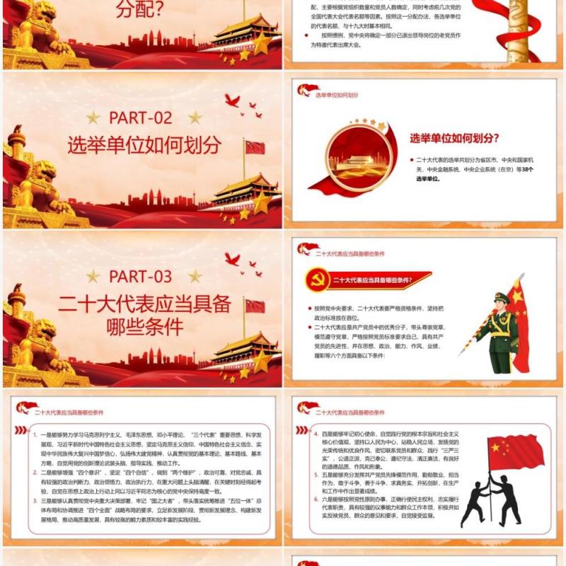红色党政风二十大代表怎么选党课课件PPT模板