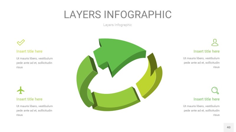 嫩绿色3D分层PPT信息图40