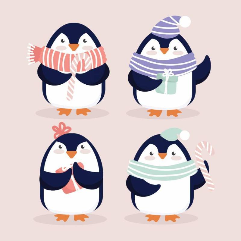 矢量可爱的圣诞企鹅