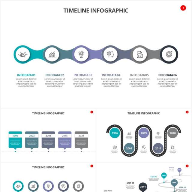 时间轴时间线信息图表PPT素材Timelines