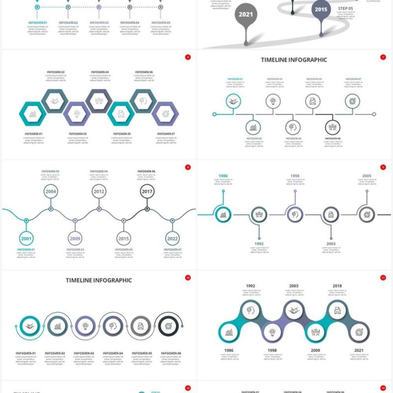 时间轴时间线信息图表PPT素材Timelines