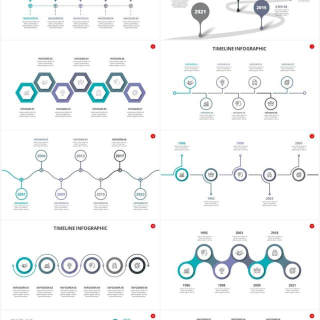 时间轴时间线信息图表PPT素材Timelines