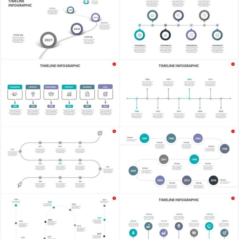 时间轴时间线信息图表PPT素材Timelines