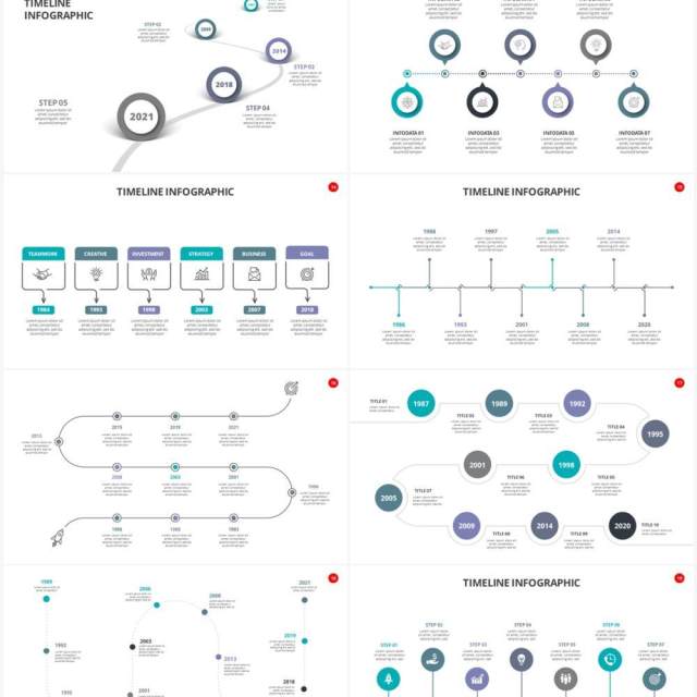 时间轴时间线信息图表PPT素材Timelines