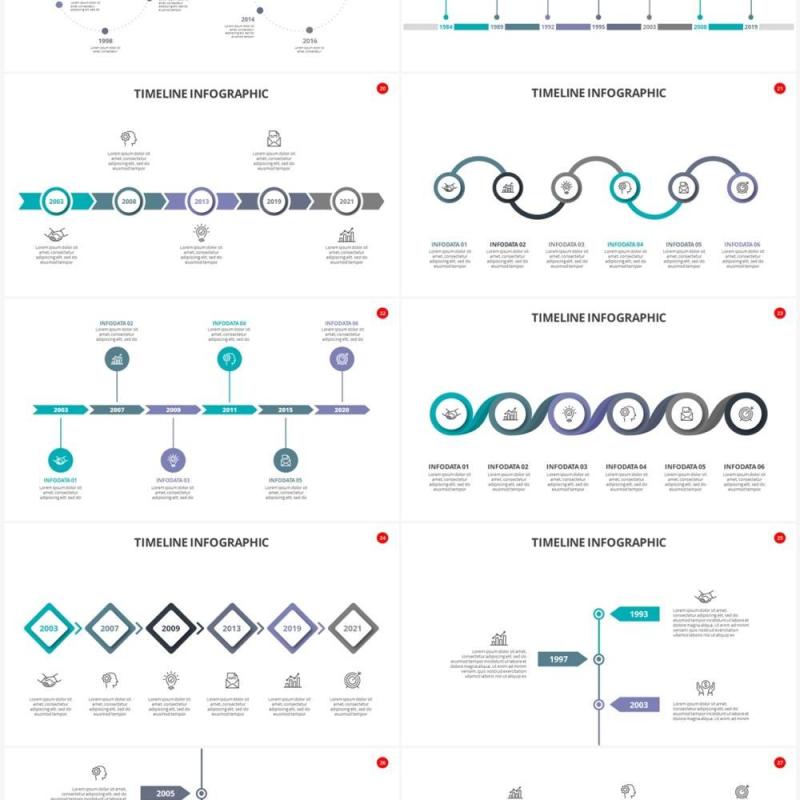 时间轴时间线信息图表PPT素材Timelines