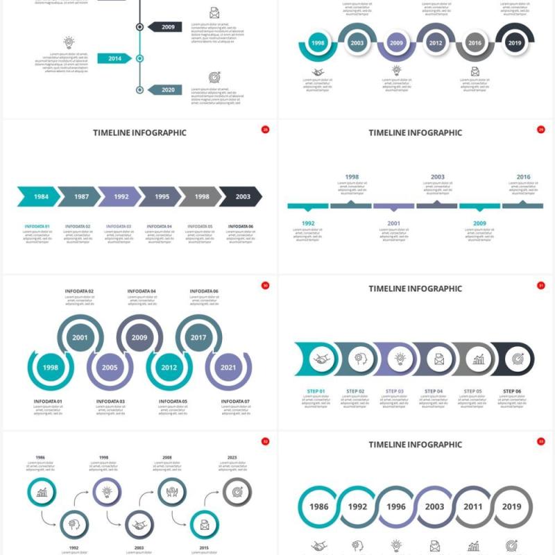 时间轴时间线信息图表PPT素材Timelines