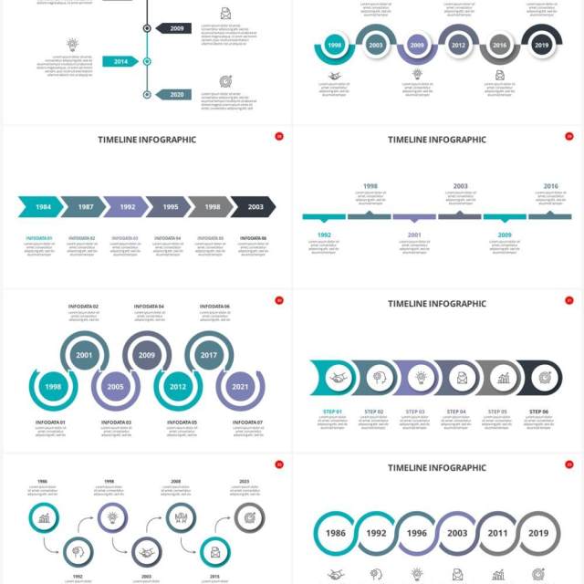 时间轴时间线信息图表PPT素材Timelines