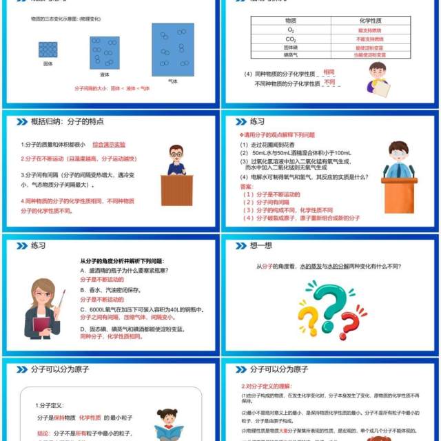 部编版九年级化学上册分子和原子课件PPT模板