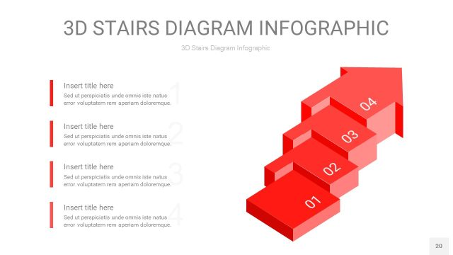 红色3D阶梯PPT图表20