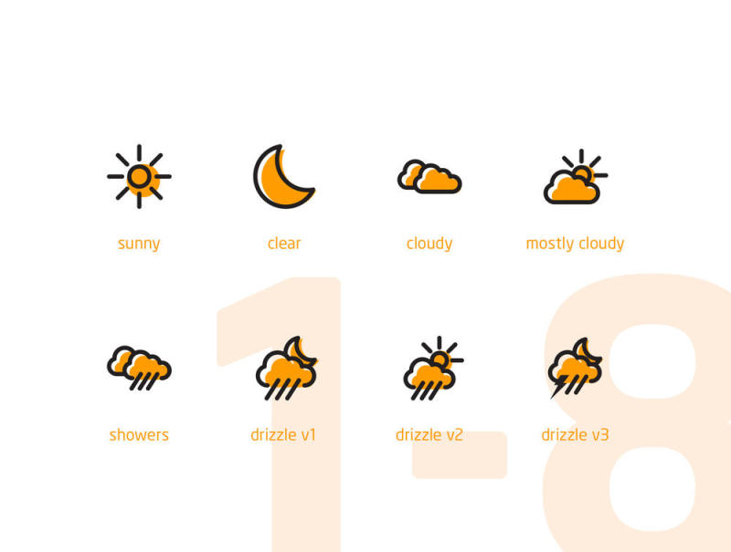 16个动画天气图标lottie兼容，16个天气动画图标