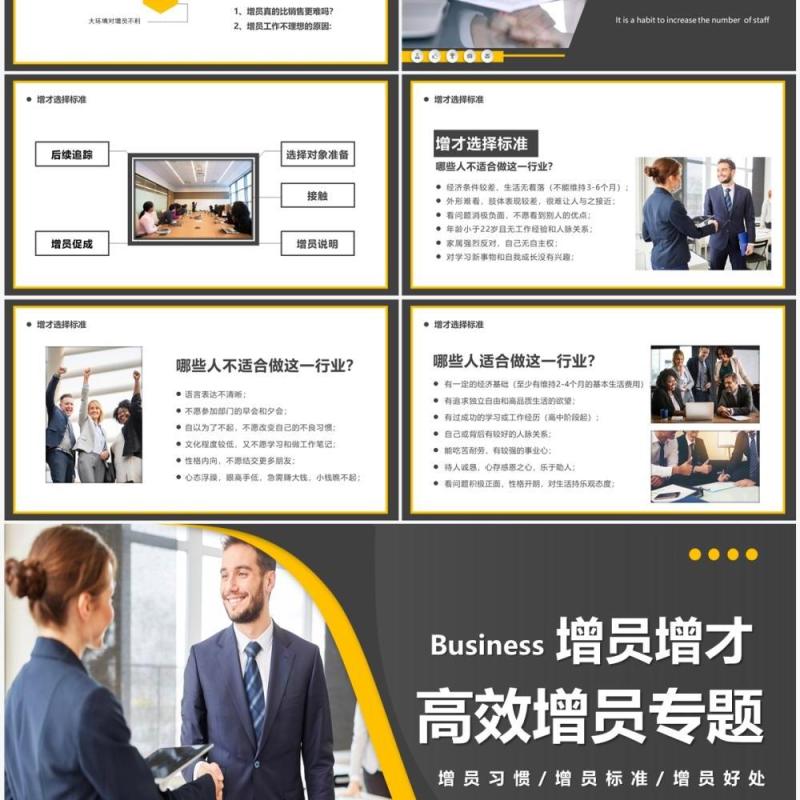 黄色商务风增员增才高效增员专题PPT模板