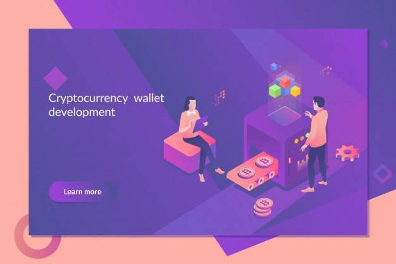 Cryptocurrency and blockchain isometric concept
