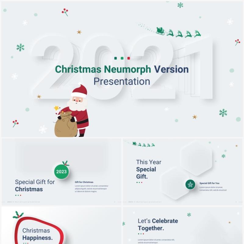 简洁圣诞节创意图文版式设计PPT幻灯片模板2023 Versatile Xmas Light