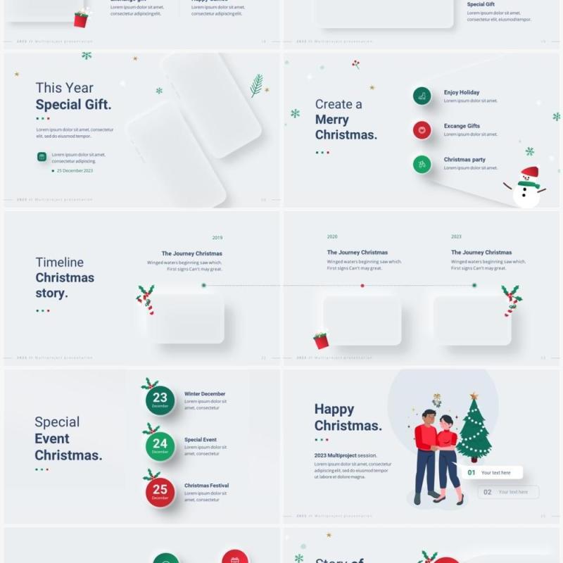简洁圣诞节创意图文版式设计PPT幻灯片模板2023 Versatile Xmas Light