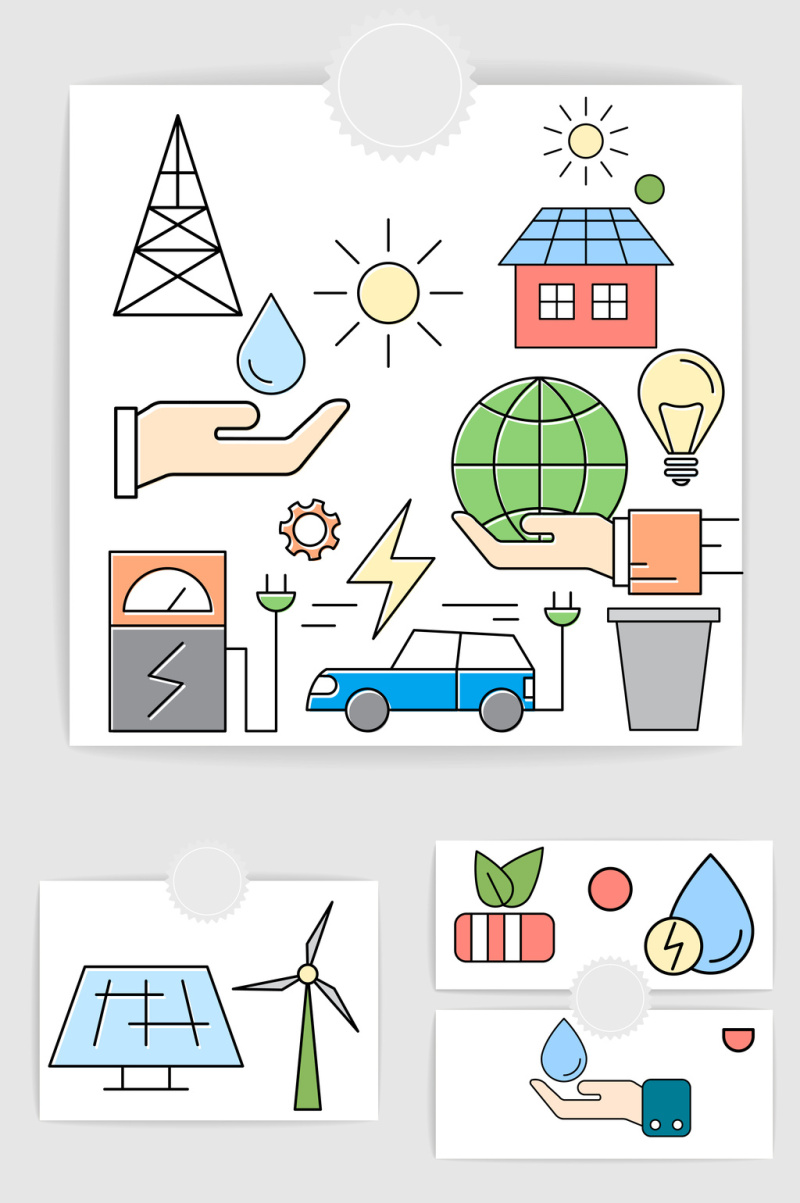 矢量线条环保能源元素