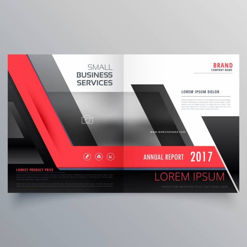 红色和黑色的双丰富多彩的创意宣传册设计模板