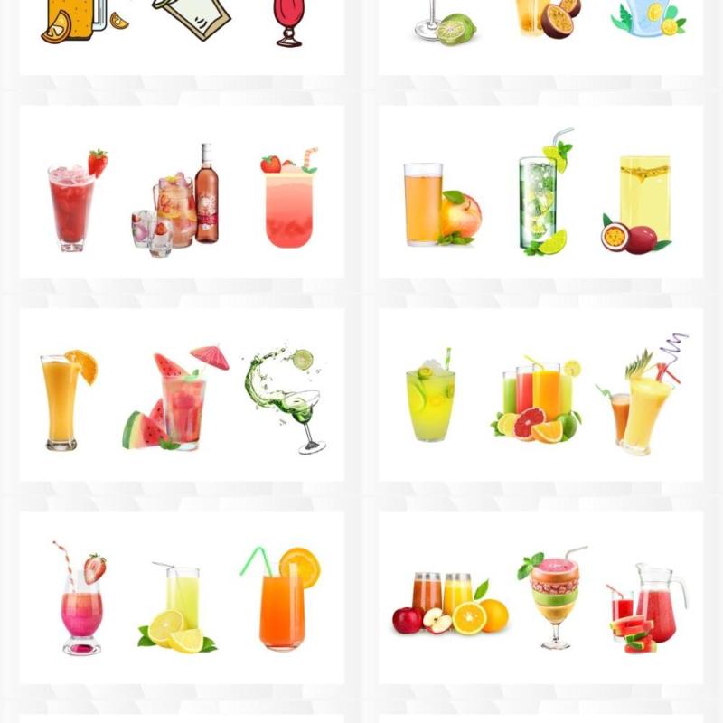 果茶冷饮元素PPT素材合集