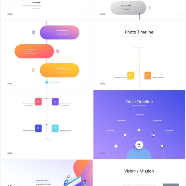 蓝色简约项目信息图表PPT素材可插图Impress Bright Anmt