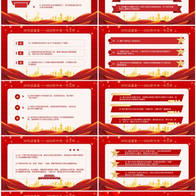 红色党政风2024中央一号文件速览PPT模板