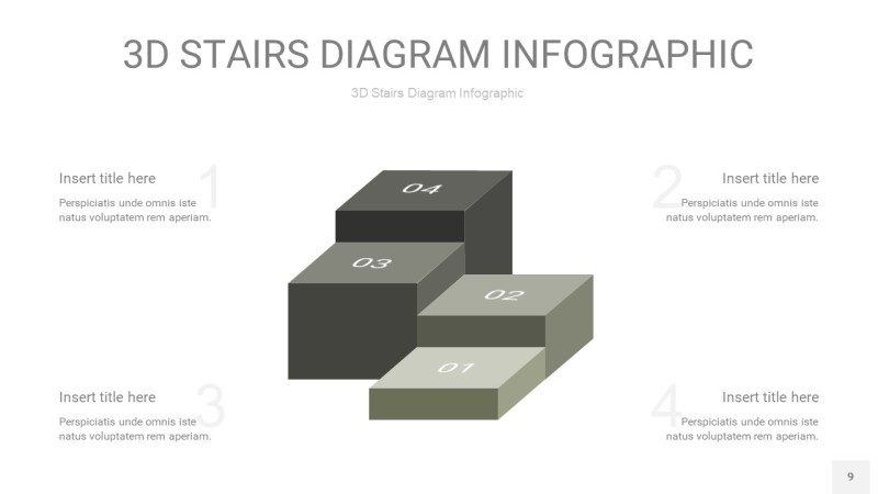 灰色3D阶梯PPT图表9