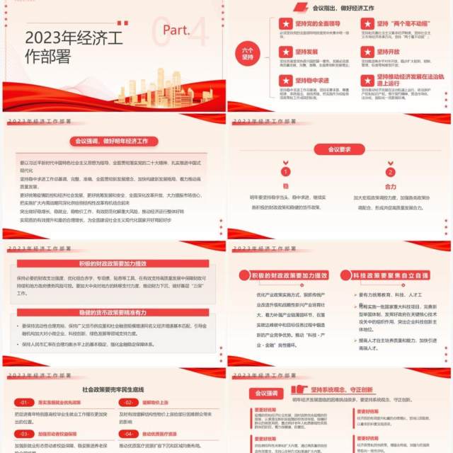 红色简约风明年经济这样干专题工作会议PPT模板 红色简约风明年经济这样干专题工作会议PPT模板