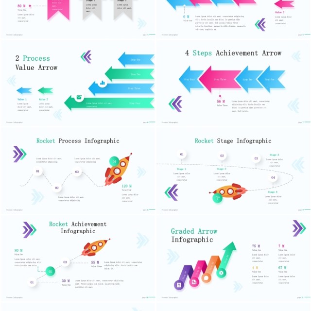 流程图结构图信息图表PPT模板Process Infographic (Light Version)